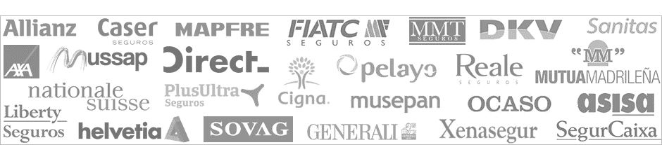 Logos de Aseguradoras: Allianz, Mutua Madrileña, Sovag Seguros, AMV